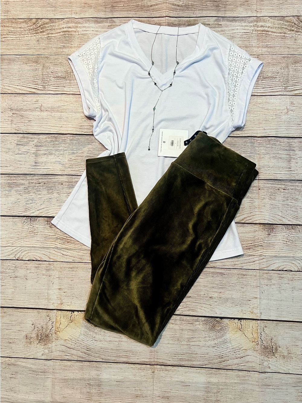 Agnes & Dora Olive Green Corduroy Jeggings